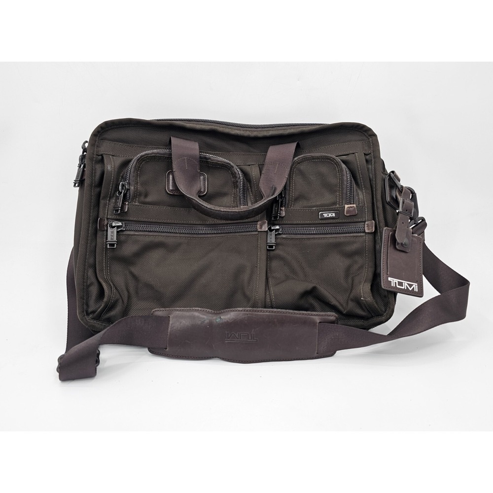 TUMI‎ Dark Brown Nylon Expandable Briefcase Messenger w Laptop Insert